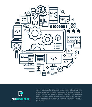 Web & App Developer Logo & Graphic Illustration Concept.