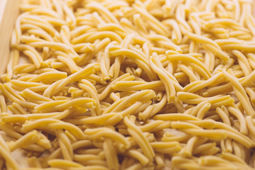 Pasta fresh in classic style on white background. Homemade cooking