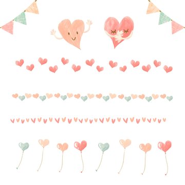 hand drawn valentine’s Day heart shaped icon sets 