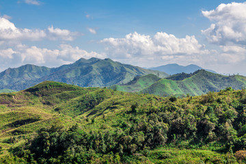 Fototapeta premium Scenic Landscape View of Tropical Mountain at Thong Pha Phum, Thamakham, Kanchanaburi, Thailand