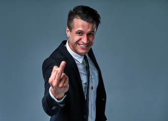 Man on gray background