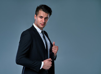 Man on gray background