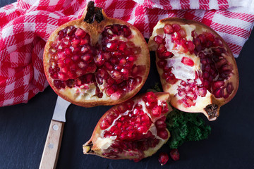 natural ripe pomegranate, red fruits