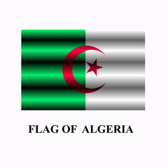Bright banner with flag of Algeria. Happy Algeria day button. Bright button with flag. Illustration.