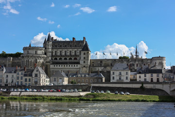 Amboise royal castle (chateau) from opposite side of Loire river