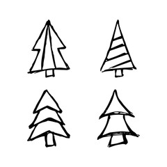 Obraz premium Hand drawn Christmas trees