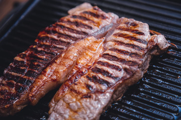 Closeup Of Fresh Beef Steak Grill