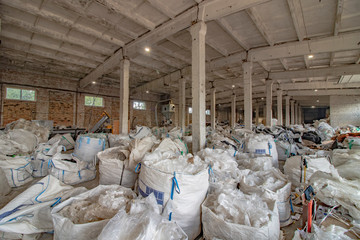 Plant workshop for the recycling of plastic film into plastic bags