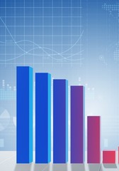 Growing bar charts in economic recovery concept - 3d rendering