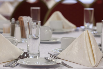 Table setting in the restaurant