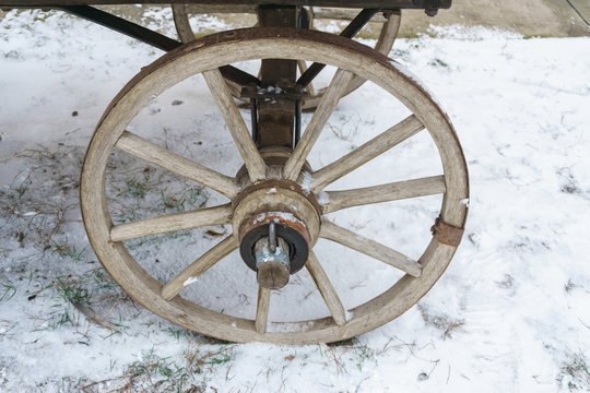Wooden wheel from an old cart