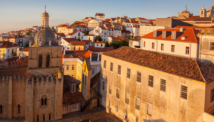 Fototapeta premium Coimbra uptown at sunset from viewpoint, Portugal