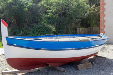 Catalan colorful boat in renovation