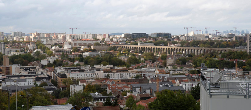 Panoramic view of the city of Cachan, a suburb of Paris