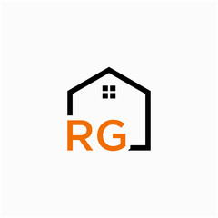 letter RG with Line House Real Estate Logo. home initial R G concept. Construction logo template, Home and Real Estate icon. Housing Complex Simple Vector Logo Template. - vector