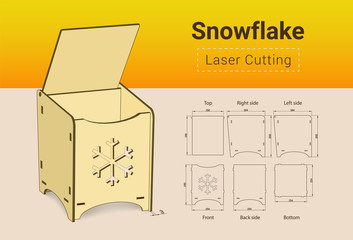 CNC. Laser cutting box. Laser cut. No glue need. For 3 mm plywood. Size 195x154x184 mm. Merry christmass box. Happy New Year box.