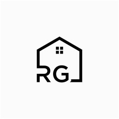 letter RG with Line House Real Estate Logo. home initial R G concept. Construction logo template, Home and Real Estate icon. Housing Complex Simple Vector Logo Template. - vector