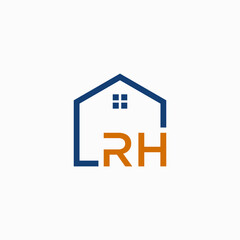 letter RH with Line House Real Estate Logo. home initial R H  concept. Construction logo template, Home and Real Estate icon. Housing Complex Simple Vector Logo Template. - vector