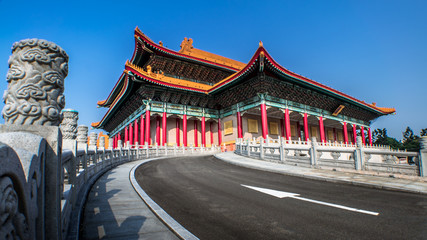 Obraz premium View of the beautiful monument of National Theater on sunny day in Taipei city.