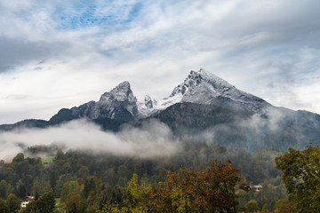 Stunning view of mountain Watzmann over Berchtesgaden, Bavaria, Germany