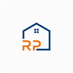 letter RP with Line House Real Estate Logo. home initial R P concept. Construction logo template, Home and Real Estate icon. Housing Complex Simple Vector Logo Template. - vector