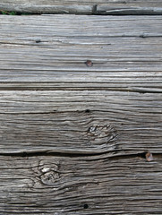 old wooden planks with copper hats nails background