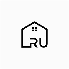 letter RU with Line House Real Estate Logo. home initial R U  concept. Construction logo template, Home and Real Estate icon. Housing Complex Simple Vector Logo Template. - vector
