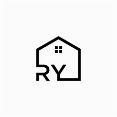 letter RY with Line House Real Estate Logo. home initial  R Y concept. Construction logo template, Home and Real Estate icon. Housing Complex Simple Vector Logo Template. - vector