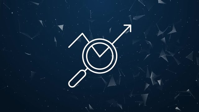 Explosive introduction of Analyzing data report trend concept. Polygonal animation, 4k composition and explosion of symbol icon.