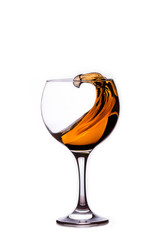 Bright glass silhouette with apple juice isolated on a white background.