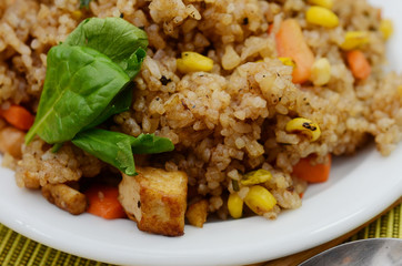 fried rice in plate on table