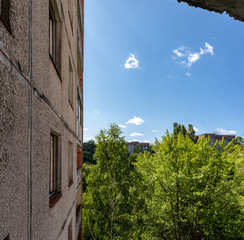 The view from the top of a Pripyat apartment building