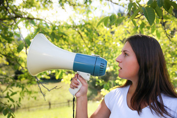 Woman holding megaphone