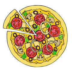 Pizza vector sketch. Fast food. Hand drawn illustration on white background