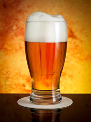 Full glass with beer, close up