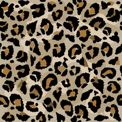 Leopard skin seamless pattern. Vector illustration.