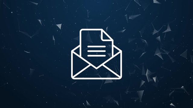 Explosive introduction of mail envelope concept. Polygonal animation, 4k composition and explosion of symbol icon.