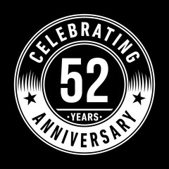 52 years anniversary celebration logo template. Fifty-two years vector and illustration.