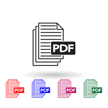 Pdf files multi color icon. Simple glyph, flat vector of library icons for ui and ux, website or mobile application
