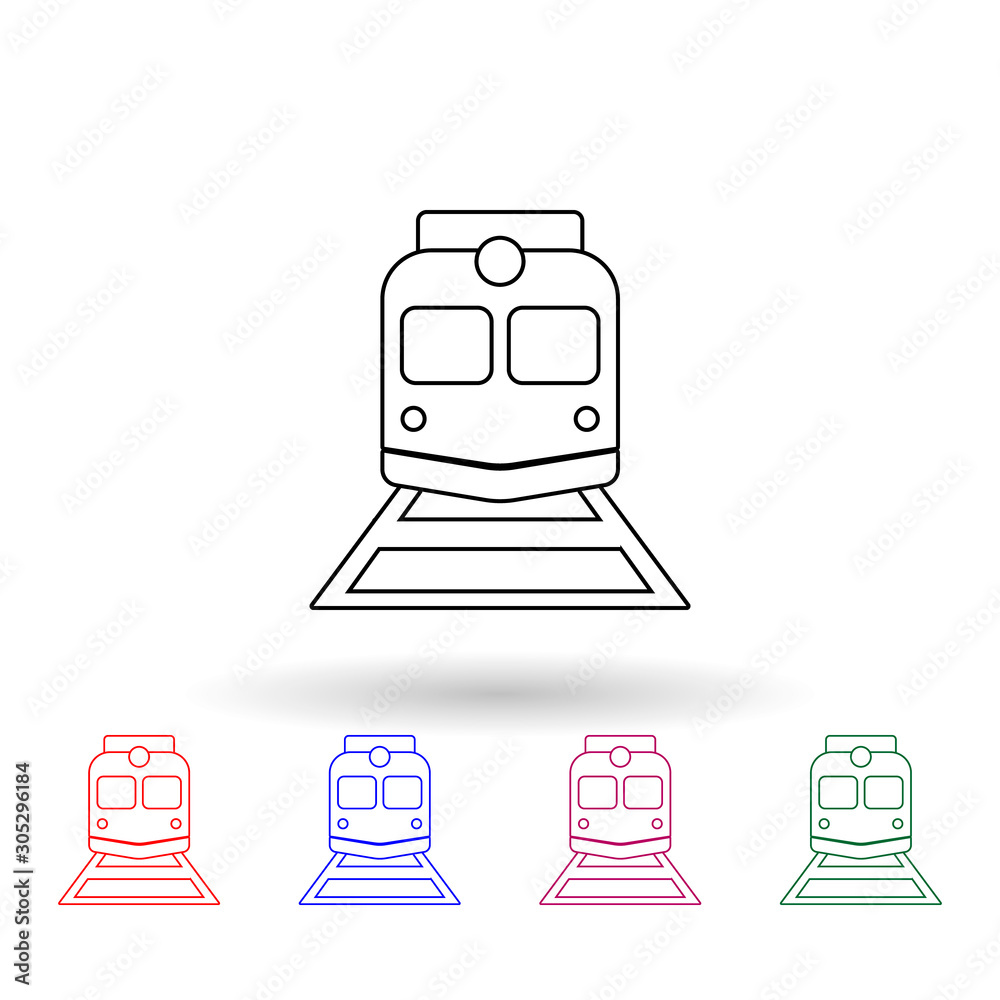 Poster train view from the front multi color icon. simple thin line, outline vector of logistic icons for u