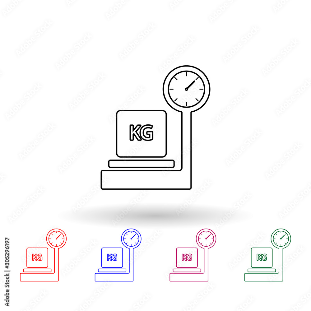 Poster packing box on scales multi color icon. simple thin line, outline vector of logistic icons for ui an