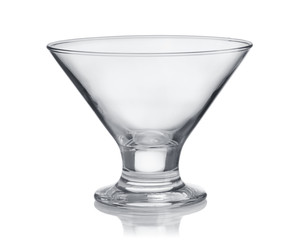 Front view of empty glass ice cream cup
