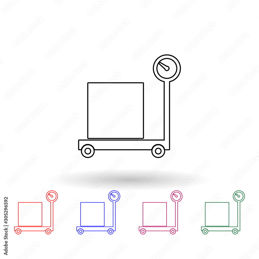 Poster packing box weighing multi color icon. simple thin line, outline vector of logistic icons for ui and