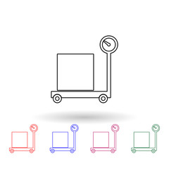 Packing box weighing multi color icon. Simple thin line, outline vector of logistic icons for ui and ux, website or mobile application