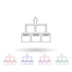 Arrow delivery of packing box multi color icon. Simple thin line, outline vector of logistic icons for ui and ux, website or mobile application