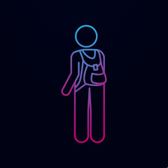 Man with backpack nolan icon. Simple thin line, outline vector of male bag and luggage icons for ui and ux, website or mobile application