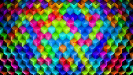 Orthographic Plastic Colorful Cube Background - 3D Illustration