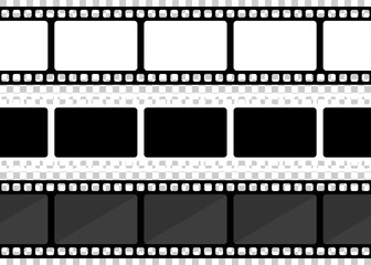 Vector three film strip illustration on transparent background. Vector illustration.
