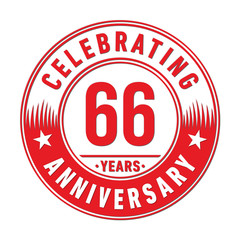 66 years anniversary celebration logo template. Sixty-six years vector and illustration.
