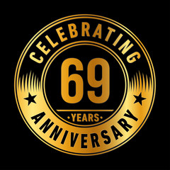 Fototapeta premium 69 years anniversary celebration logo template. Sixty-nine years vector and illustration.